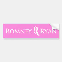 Pegatina para el parachoques de Romney Ryan (rosa) Pegatina De Parachoque