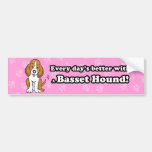Pegatina para el parachoques linda de Basset Hound Pegatina De Parachoque