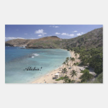 Pegatina paradisíaco de la playa de Hawaii