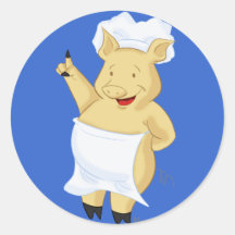 Pegatina punteagudo feliz del cocinero del cerdo