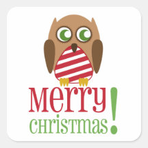 Pegatina rayado de las Felices Navidad del búho