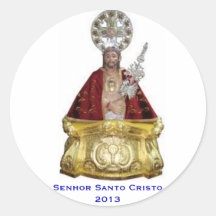 Pegatina redondo de Azores Senhor Santo Cristo