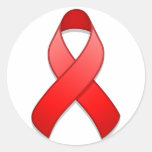 Pegatina redondo de la cinta roja de la conciencia