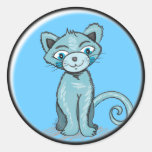 Pegatina redondo lindo del gato azul