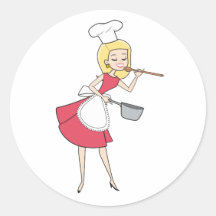 Pegatina retro de la mujer del dibujo animado
