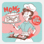 Pegatina retro de la panadería de la mamá - cuadra