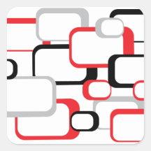 Pegatina retro gris y negro rojo de los cuadrados