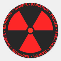 Pegatina rojo del símbolo de la radiación