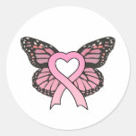 Pegatina rosado de la mariposa del corazón de la c
