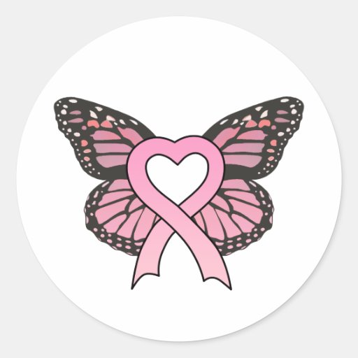 Pegatina rosado de la mariposa del corazón de la c