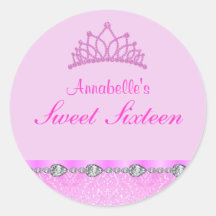 Pegatina rosado de la tiara y del damasco Sweet16