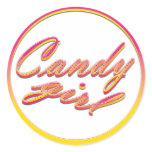 Pegatina rosado del chica del caramelo del vintage pegatinas