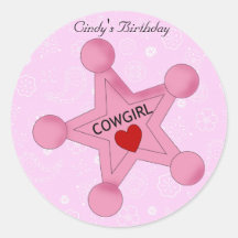 Pegatina rosado del cumpleaños de la estrella de l