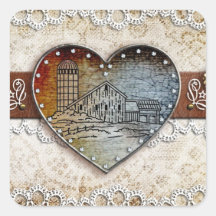 Pegatina rústico del corazón del país del granero