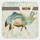 Pegatina soñador azul de la mamá de los camellos