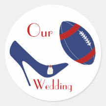 Pegatina temático del boda del fútbol rojo, blanco