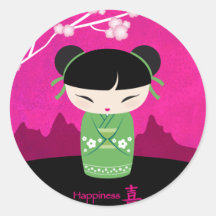 Pegatina verde del kokeshi