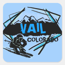 Pegatinas azules de la montaña del esquí de Vail C