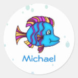 Pegatinas azules personalizados de los pescados