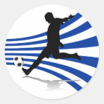 Pegatinas azules y blancos del jugador de fútbol