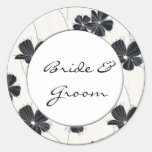 Pegatinas blancos y negros del boda del vintage