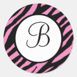 Pegatinas cones monograma del estampado de zebra d