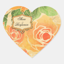 Pegatinas de encargo del corazón de los rosas del 