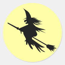 Pegatinas de Halloween de la bruja del vuelo de la
