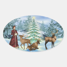 Pegatinas de la escena del invierno del navidad de