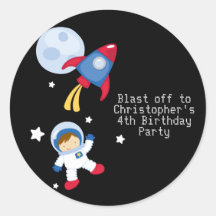 Pegatinas de la fiesta de cumpleaños del astronaut
