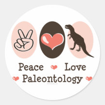 Pegatinas de la paleontología del amor de la paz