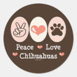Pegatinas de las chihuahuas del amor de la paz