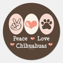 Pegatinas de las chihuahuas del amor de la paz