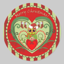 Pegatinas de las Felices Navidad con el búho lindo pegatinas