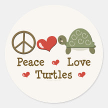 Pegatinas de las tortugas del amor de la paz
