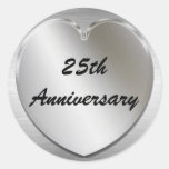 Pegatinas de plata del aniversario del corazón