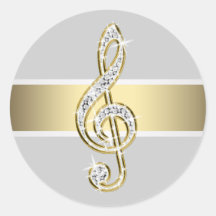 Pegatinas de plata elegantes del Clef agudo del or