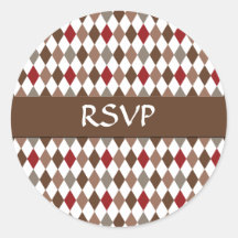 Pegatinas de RSVP de los diamantes de Brown
