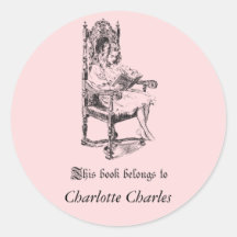 Pegatinas del Bookplate del chica del vintage