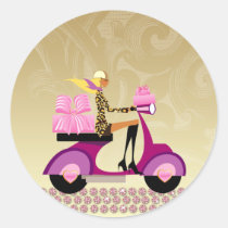 Pegatinas del chica de la vespa de la panadería de pegatinas