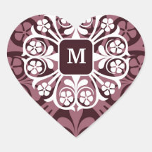 Pegatinas del corazón de las iniciales del monogra
