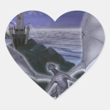 Pegatinas del corazón del castillo y del dragón