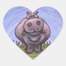 Pegatinas del corazón del hipopótamo