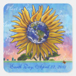 Pegatinas del Día de la Tierra del girasol