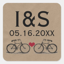 Pegatinas del favor del boda de la bicicleta del v