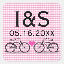 Pegatinas del favor del boda de la bicicleta del v