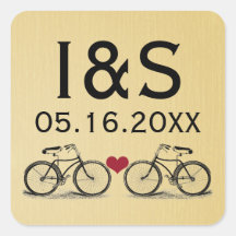 Pegatinas del favor del boda de la bicicleta del v