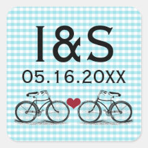 Pegatinas del favor del boda de la bicicleta del v