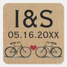 Pegatinas del favor del boda de la bicicleta del v