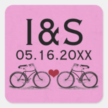 Pegatinas del favor del boda de la bicicleta del v
